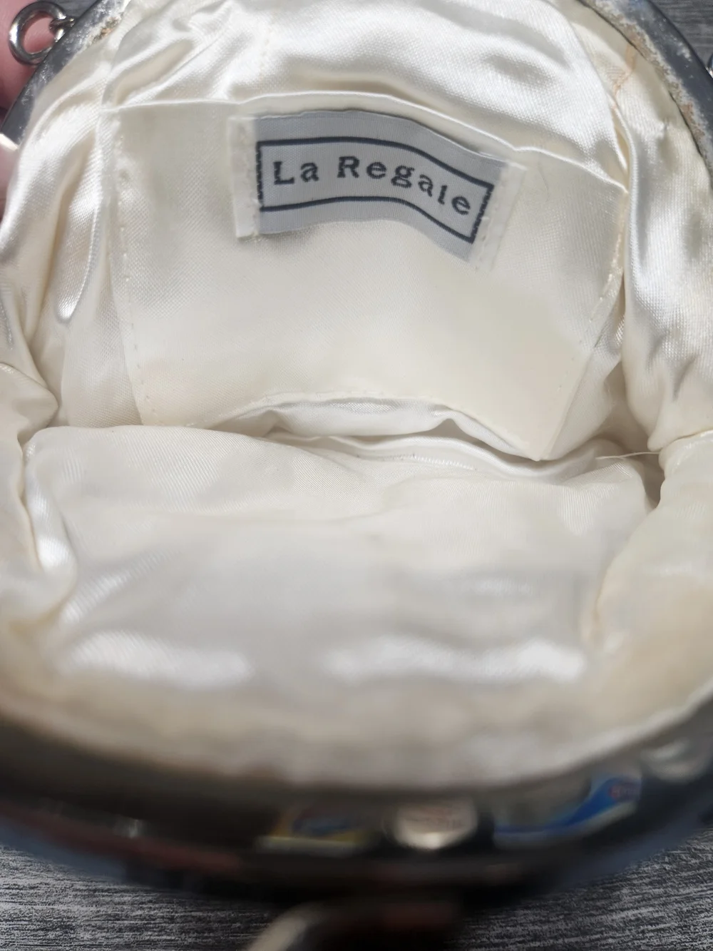 Vintage La Regale Purse White Beaded Evening Clutch, Chain Strap, Kiss Lock